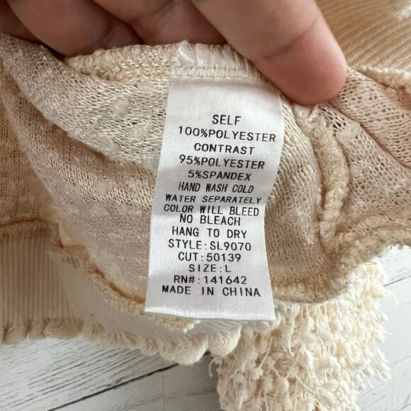 Pants Store Cream Nubby Knit Crew Neck Sweater Size L - Picture 7 of 7